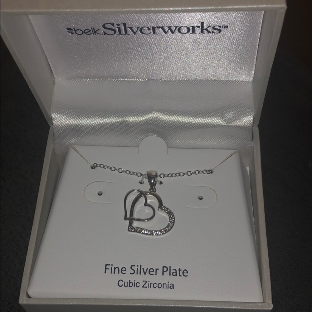 Silverworks fine silver plate heart necklace